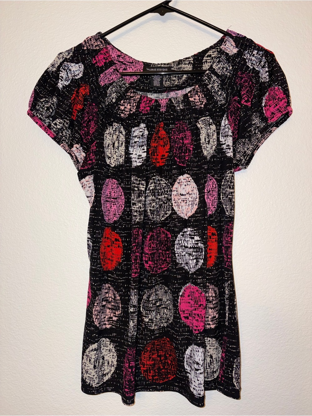 Valerie Stevens Short Sleeve Geometric Abstract Print Top Small
